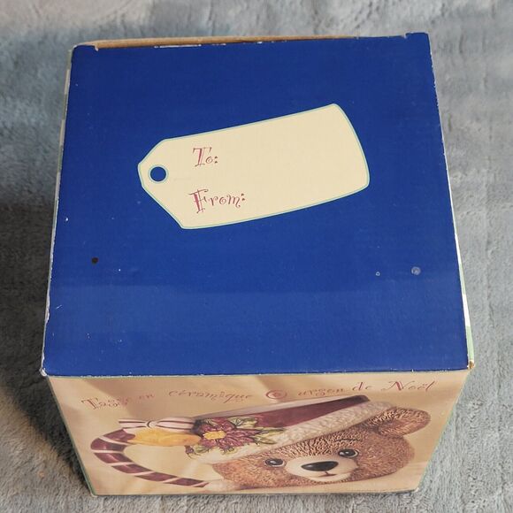 Vintage 1996 Teddy Bear Christmas Holiday Mug 20 oz Cup Nuts~Candy~Planter w/Box - Picture 7 of 11